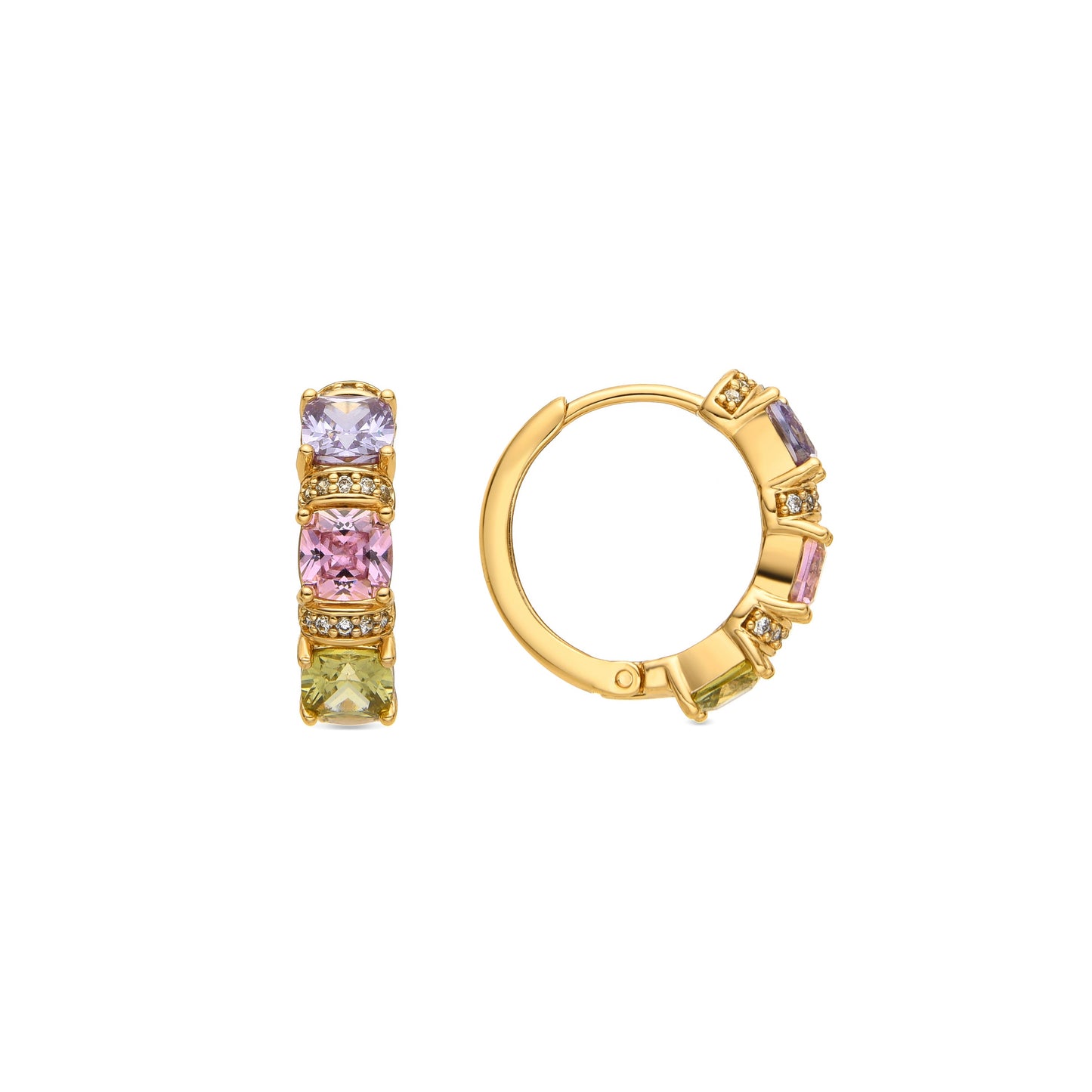 Pendientes con Circonita Multicolor acabado oro 18k - Valzu