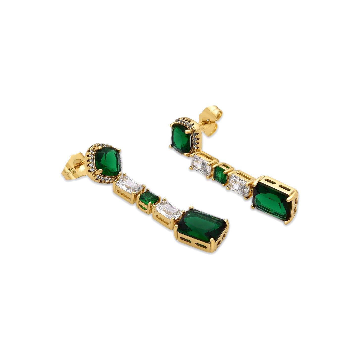 Pendientes con Circonita Esmeralda acabado oro 18k - Layzy
