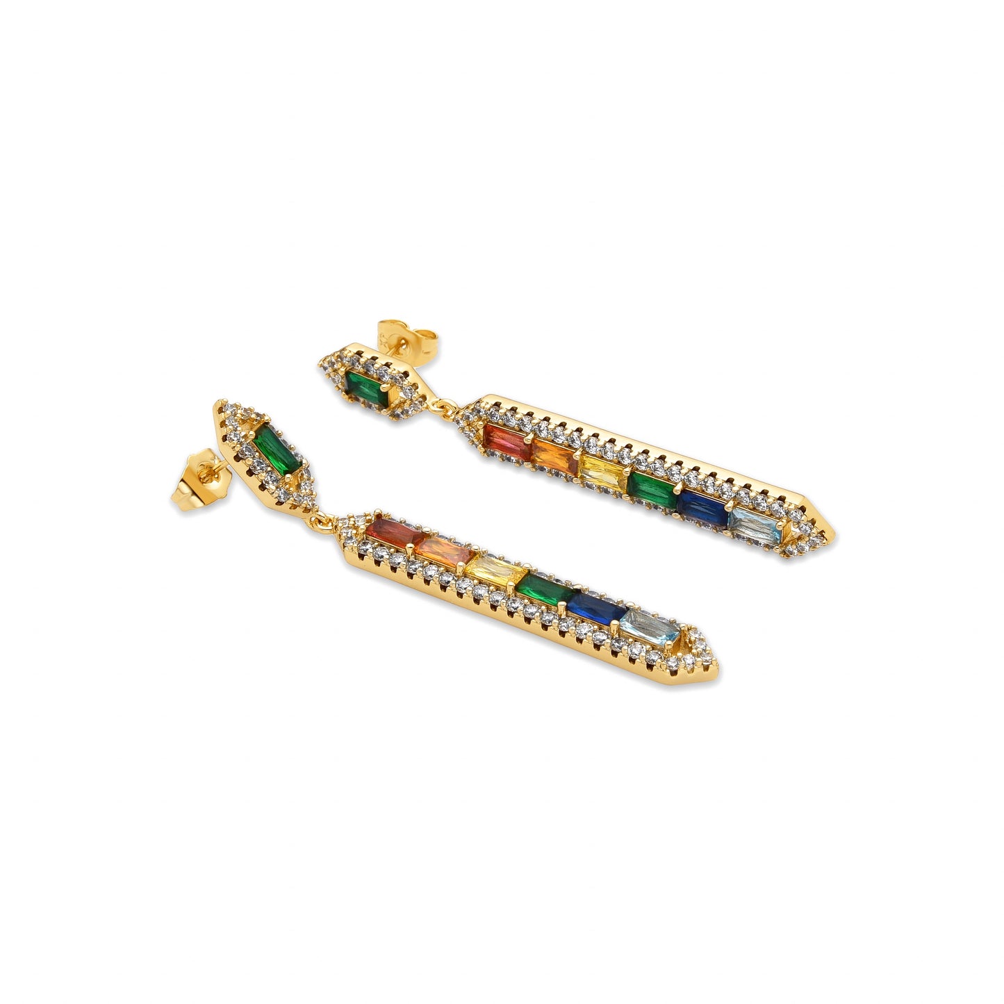 Pendientes con Circonita Multicolor acabado oro 18k - Brima