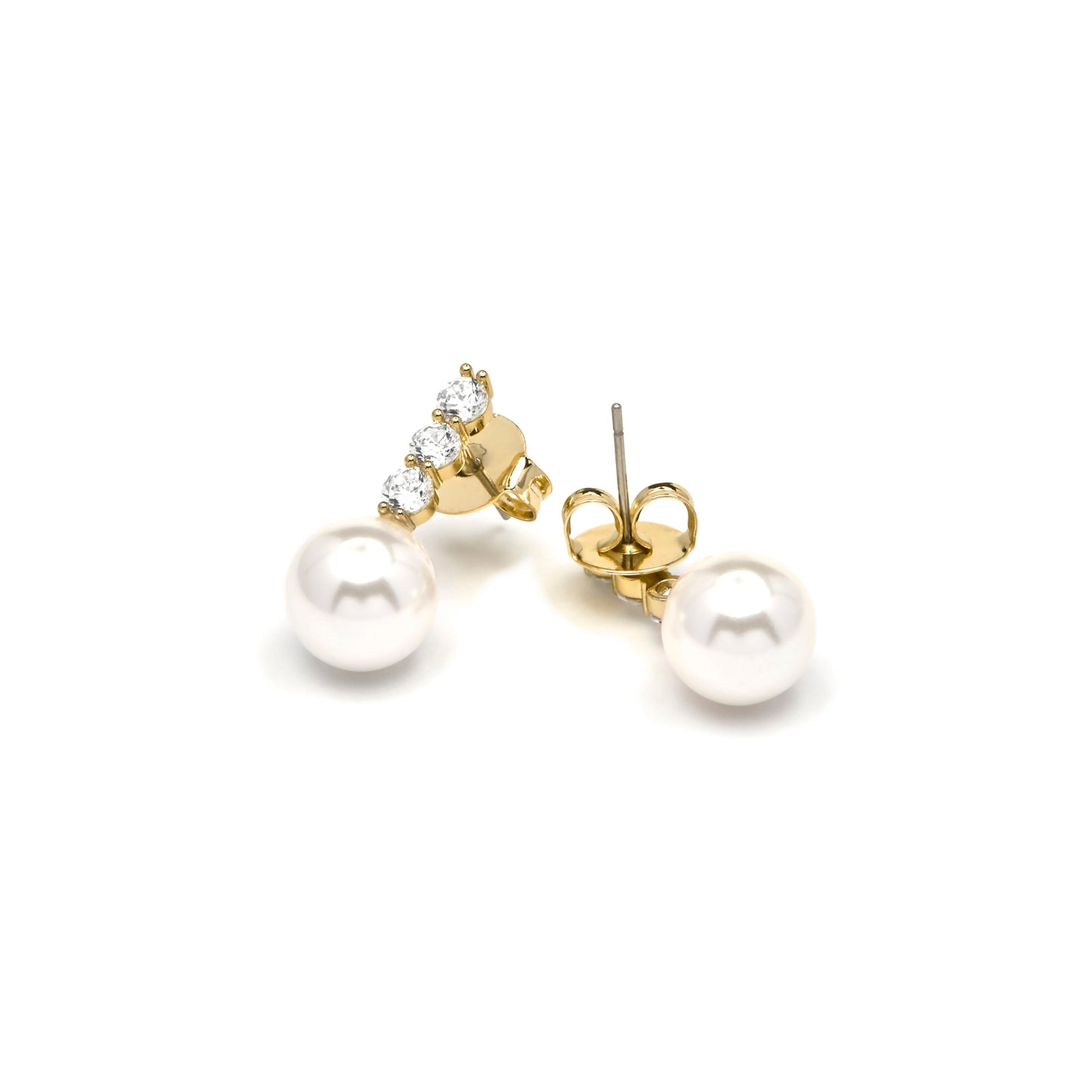 Pendientes acabado oro amarillo de 18k y Perla Blanca - Anu