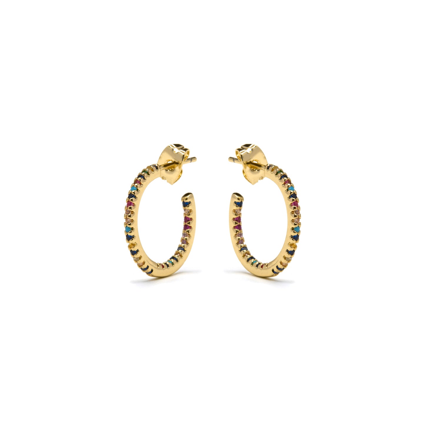 Pendientes con Circonita Multicolor acabado oro 18k - Kumo