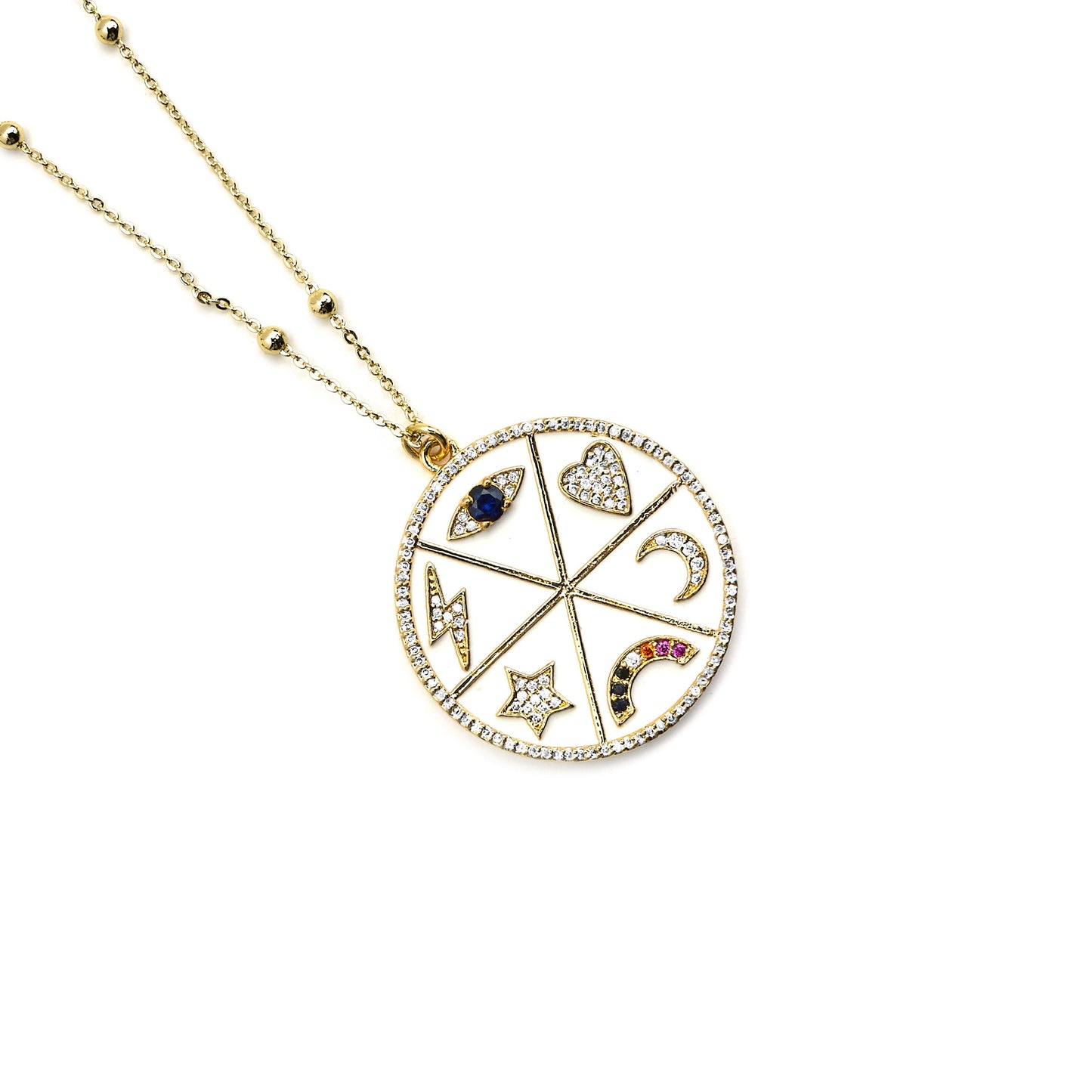 Collar con Circonita Multicolor acabado oro 18k - Thiem