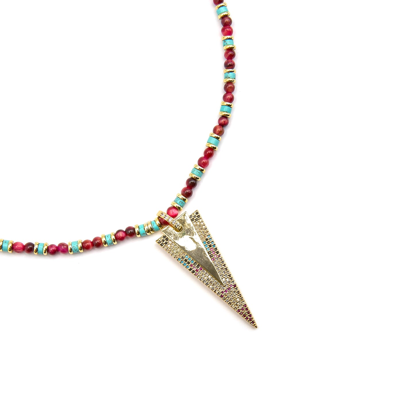 Collar con Circonita Multicolor acabado oro 18k - Colix