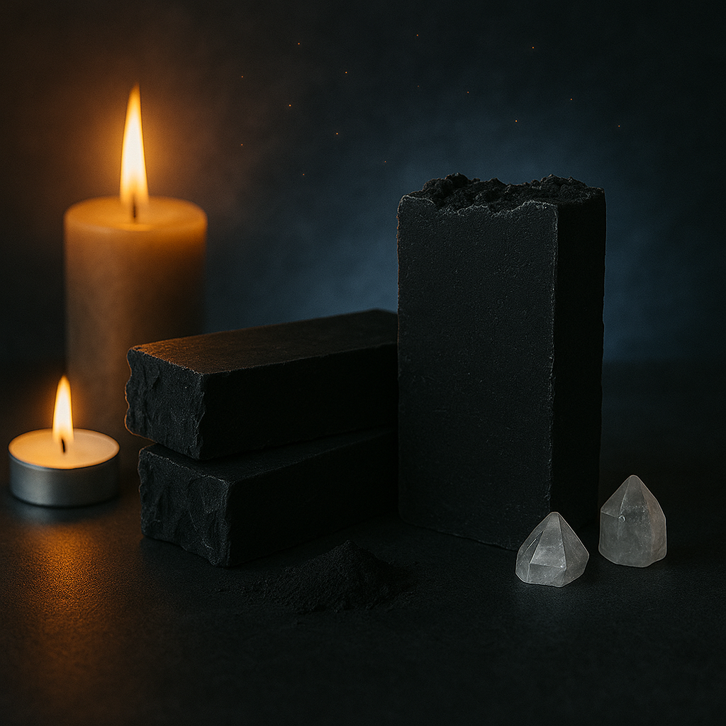 Jabón artesanal de carbón activo purificante anti-acné SKU JAB-0012