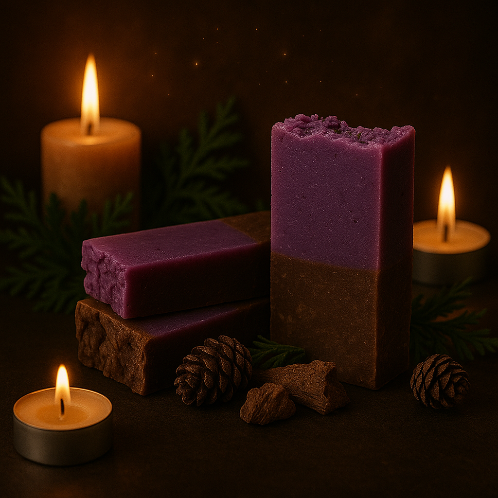 Jabón artesanal de cedro purificante y calmante SKU JAB-0011