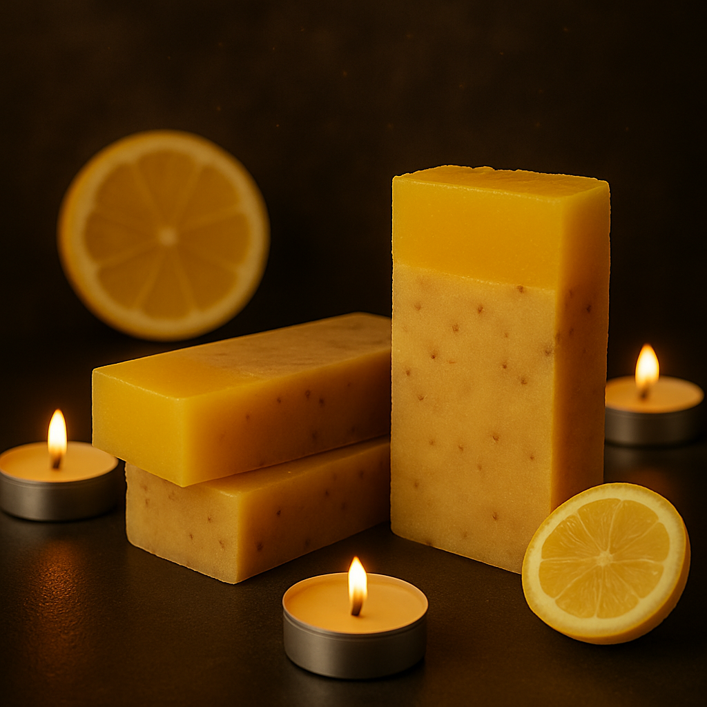 Jabón artesanal de limón purificante y energizante SKU JAB-0018