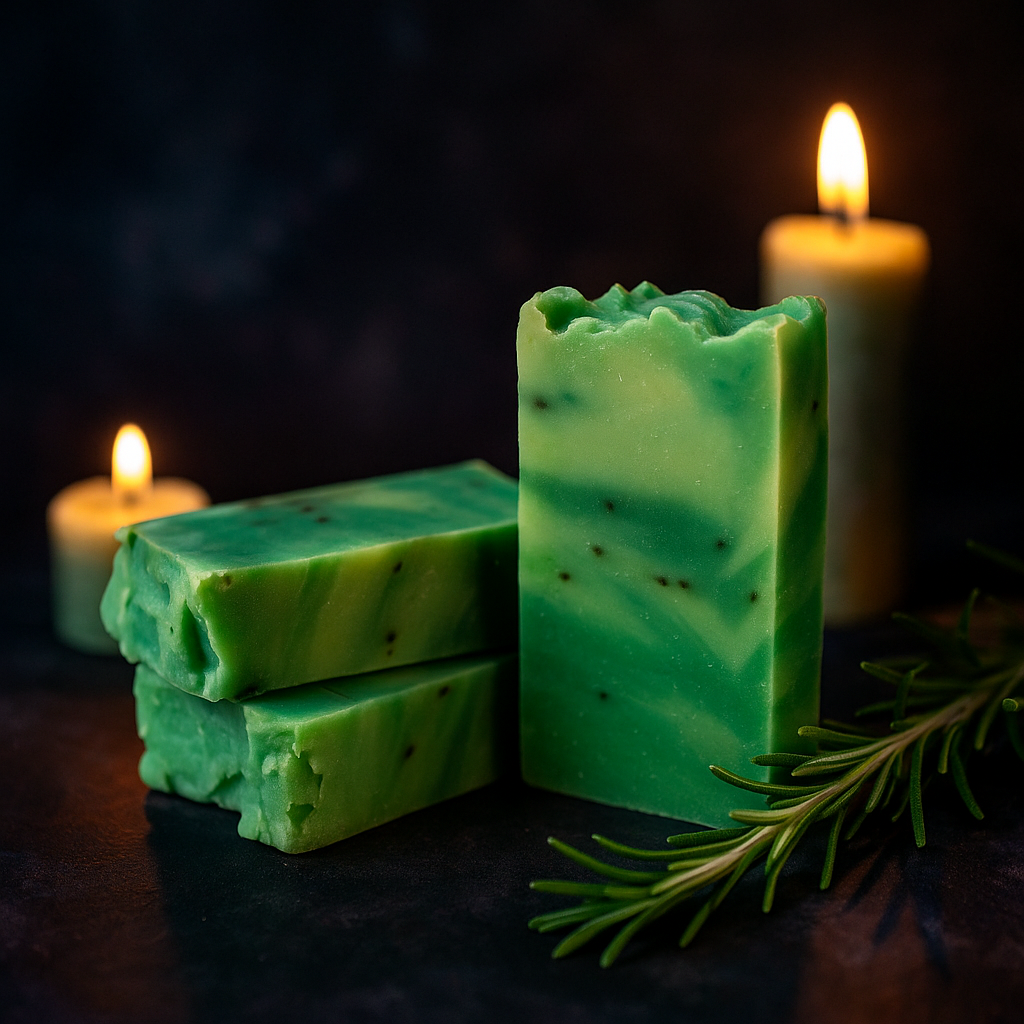 Jabón artesanal de romero purificante y estimulante SKU JAB-0027