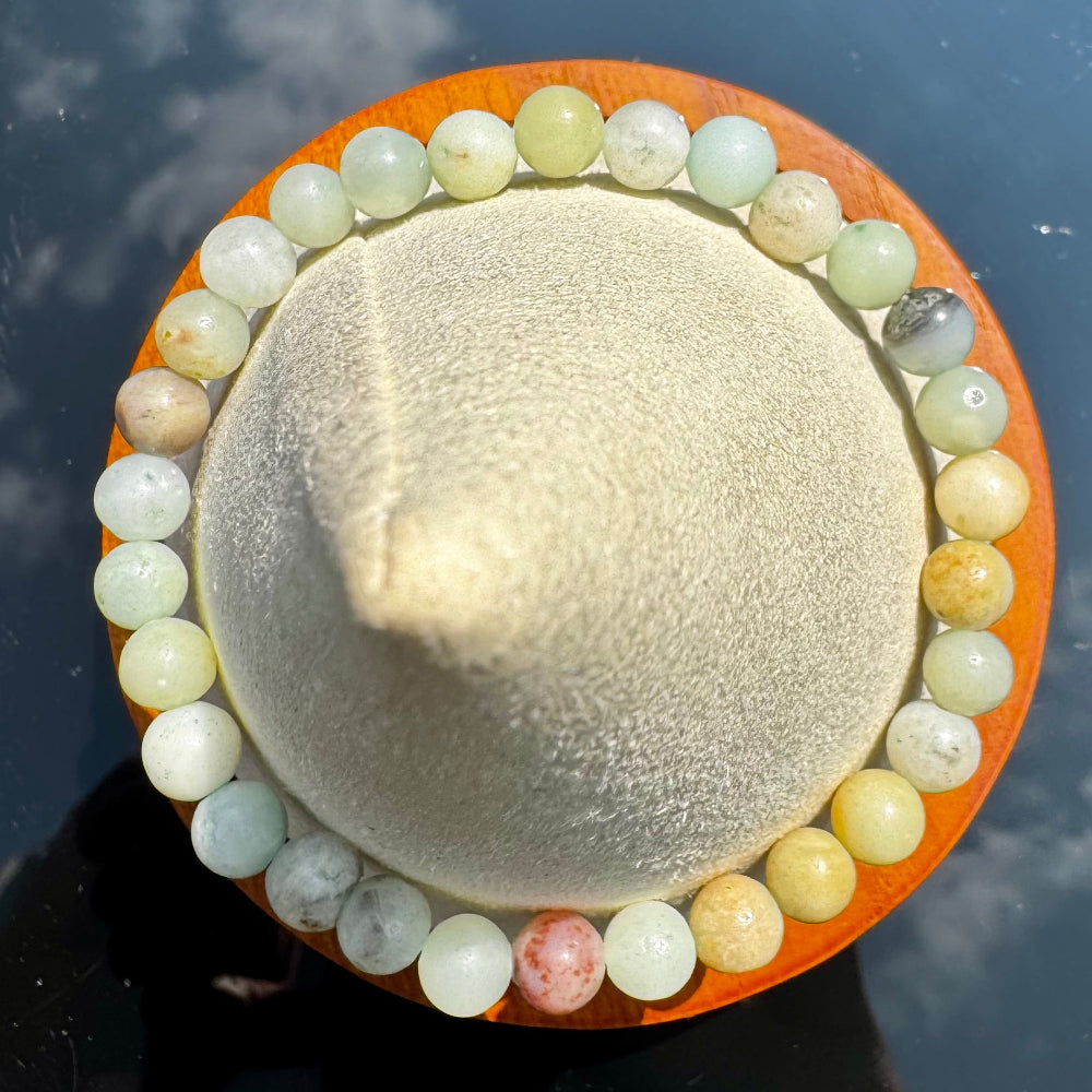 Pulsera elástica de Amazonita Mate (bolas 6mm) de Brasil - detalle