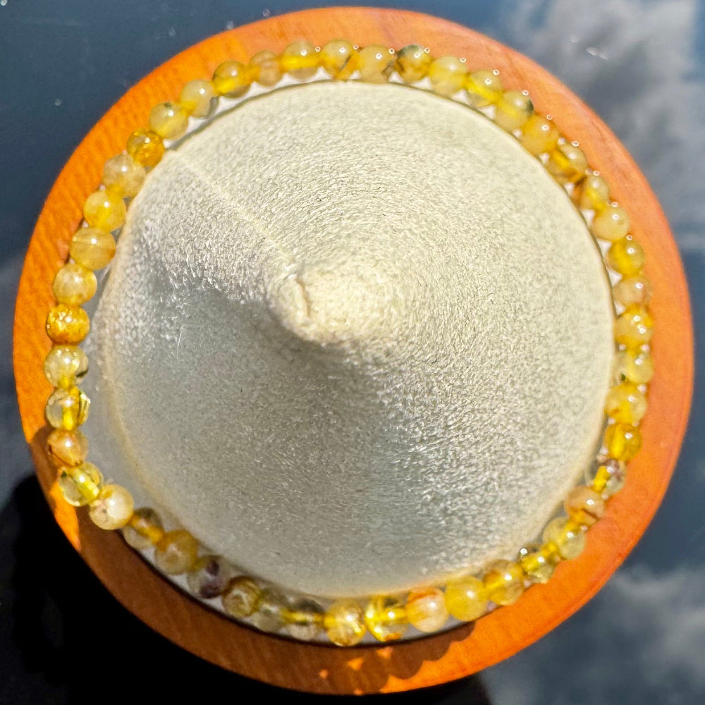 Pulsera elástica de Citrino Rutilado (bolas 3mm) de Brasil detalle