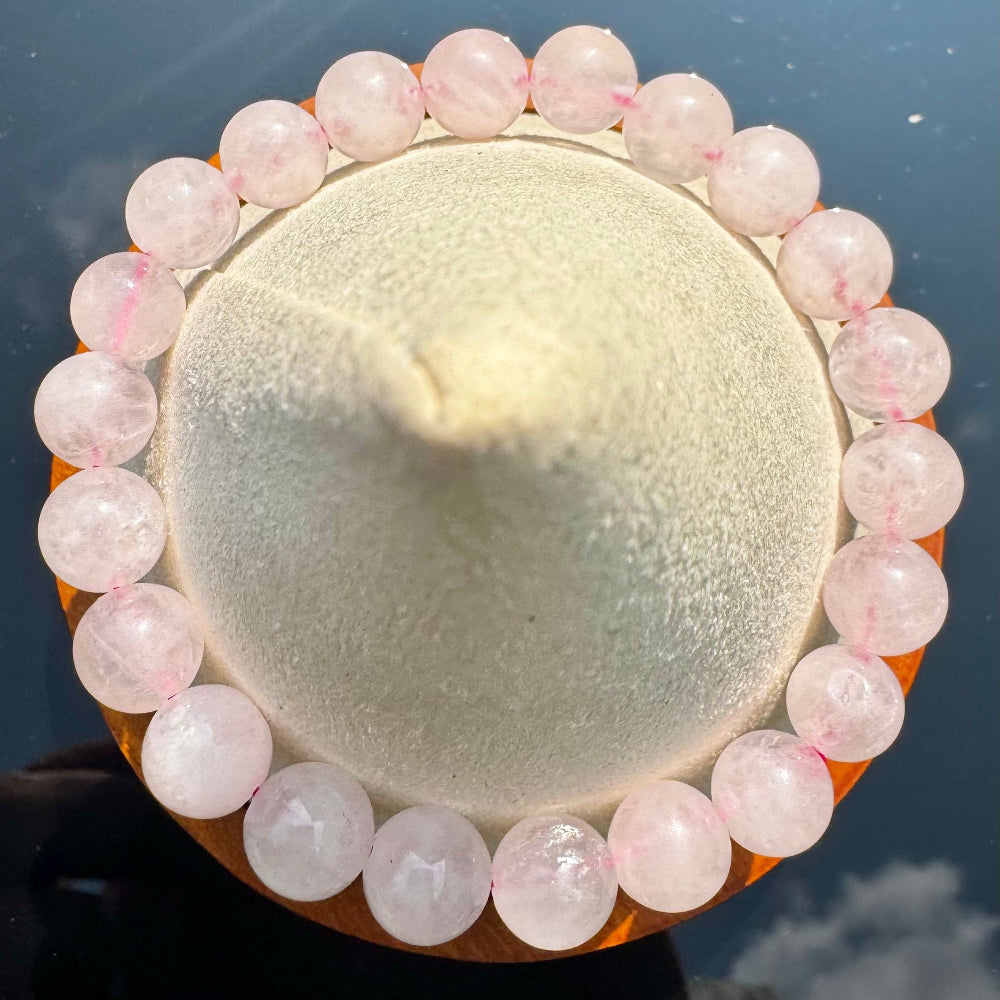 Pulsera elástica de Cuarzo Rosa (bolas 8mm) de Brasil - Amor y Sanación | detalle