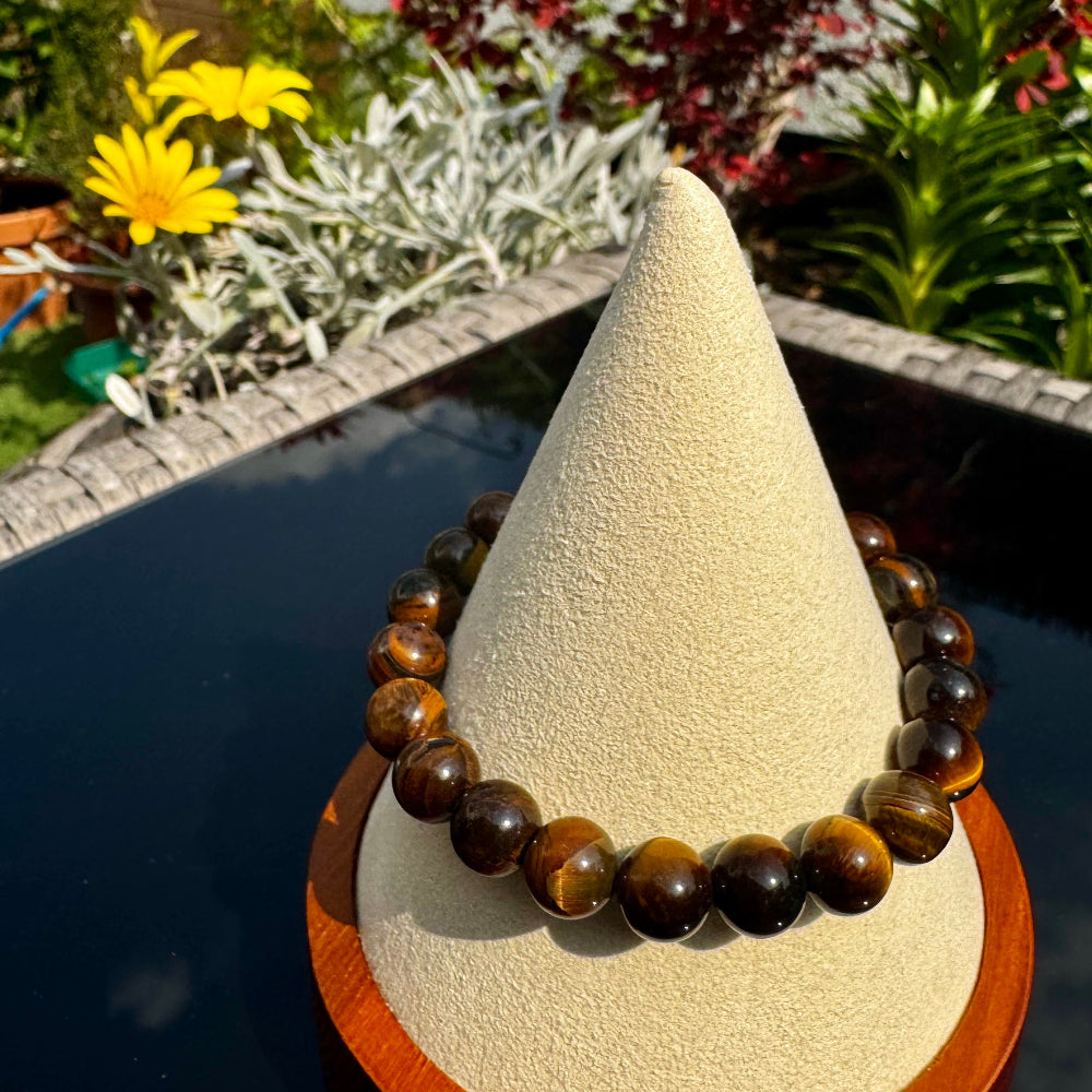 Pulsera elástica de Ojo de Tigre (bolas 8mm) de Brasil - Confianza y Protección | Magicka Shop SKU PULS-OJOTIGRE-B8