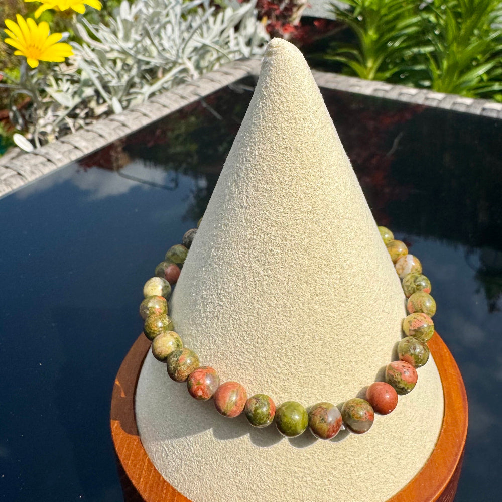 Pulsera elástica de Unakita (bolas 6mm) de Brasil - Visión y Equilibrio | Magicka Shop SKU PULS-UNAKITA-B6
