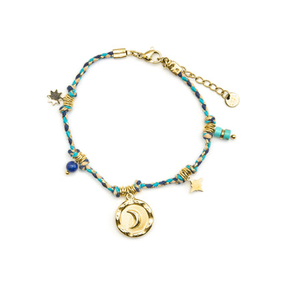 Pulsera con Cristal Azul Oscuro acabado oro 18k - Liskel
