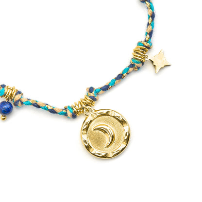 Pulsera con Cristal Azul Oscuro acabado oro 18k - Liskel