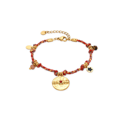 Pulsera con Cristal Azul Oscuro acabado oro 18k - Liskel