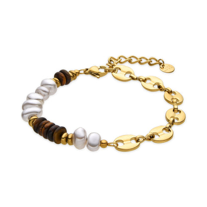 Pulsera con Ojo de Tigre acabado oro 18k - Kimbalbo