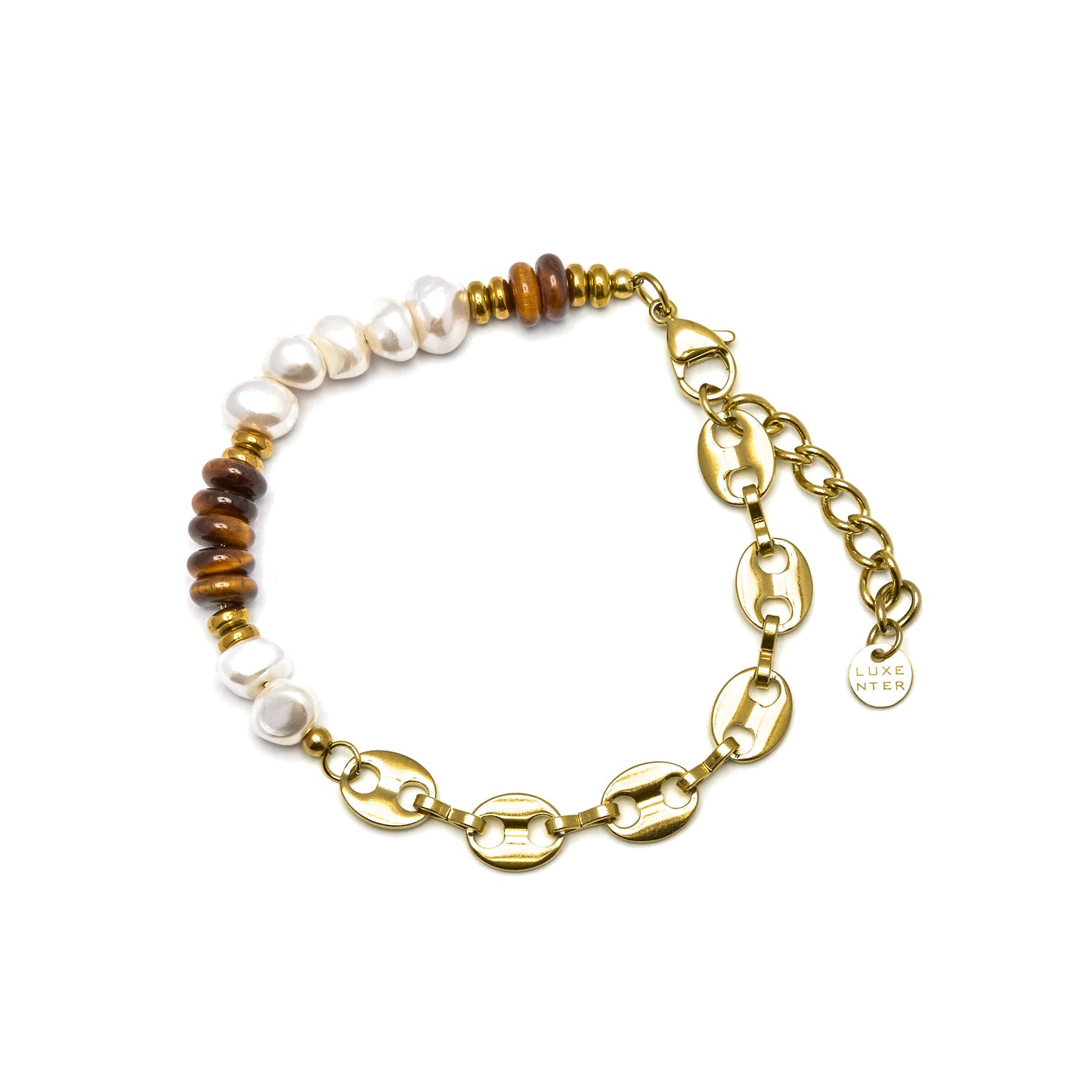 Pulsera con Ojo de Tigre acabado oro 18k - Kimbalbo