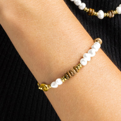 Pulsera con Ojo de Tigre acabado oro 18k - Kimbalbo