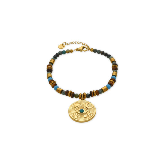 Pulsera con Multicolor Piedra Natural acabado oro 18k - Salki