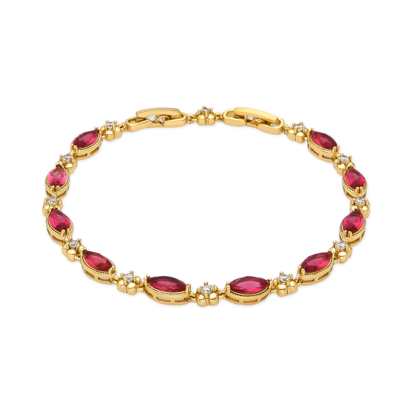 Pulsera con Circonita Rubí acabado oro 18k - Julie
