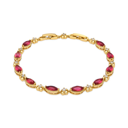 Pulsera con Circonita Rubí acabado oro 18k - Julie