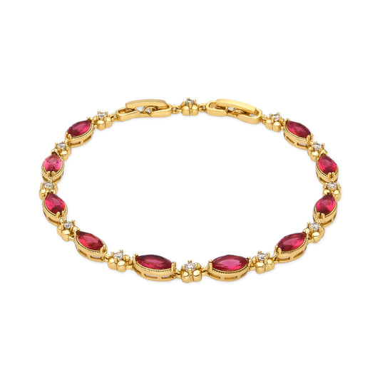 Pulsera con Circonita Rubí acabado oro 18k - Julie