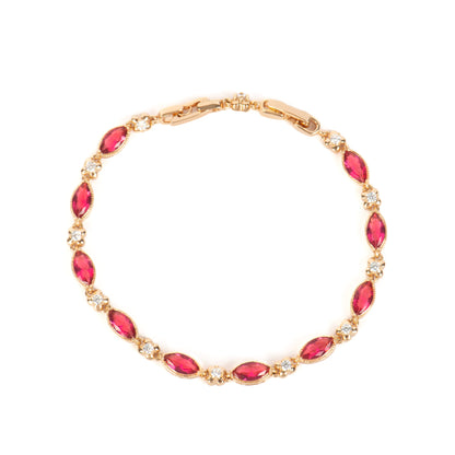 Pulsera con Circonita Rubí acabado oro 18k - Julie