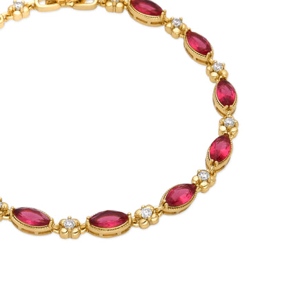 Pulsera con Circonita Rubí acabado oro 18k - Julie