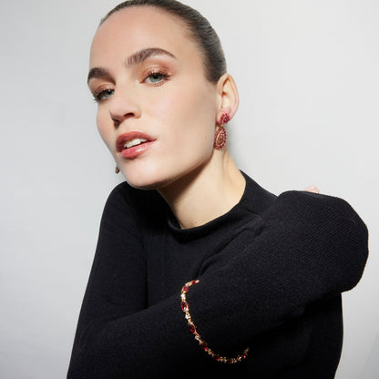 Pulsera con Circonita Rubí acabado oro 18k - Julie