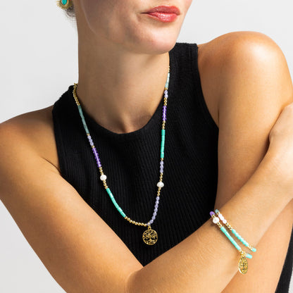 Pulsera con Cristal Azul acabado oro 18k - Zorsi