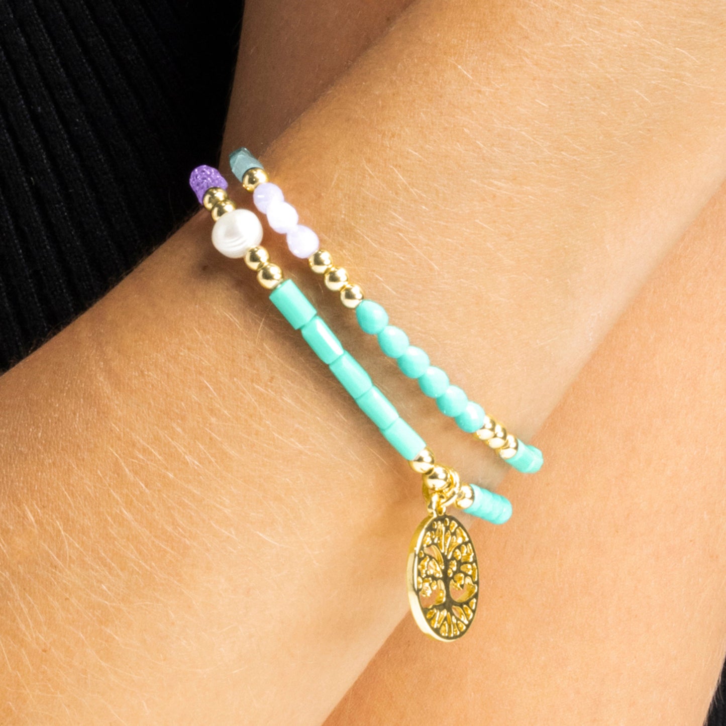 Pulsera con Cristal Azul acabado oro 18k - Zorsi