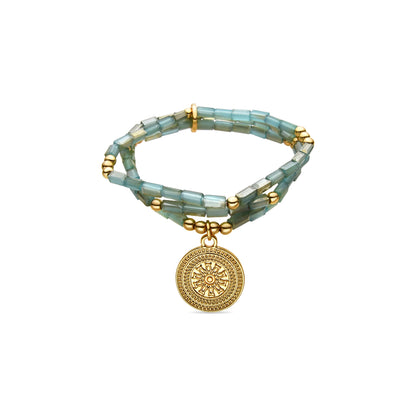 Pulsera con Cristal Azul acabado oro 18k - Thyu