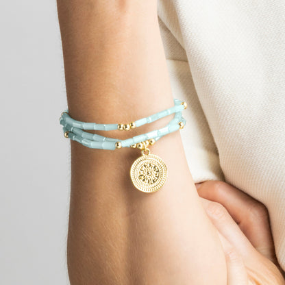 Pulsera con Cristal Azul acabado oro 18k - Thyu