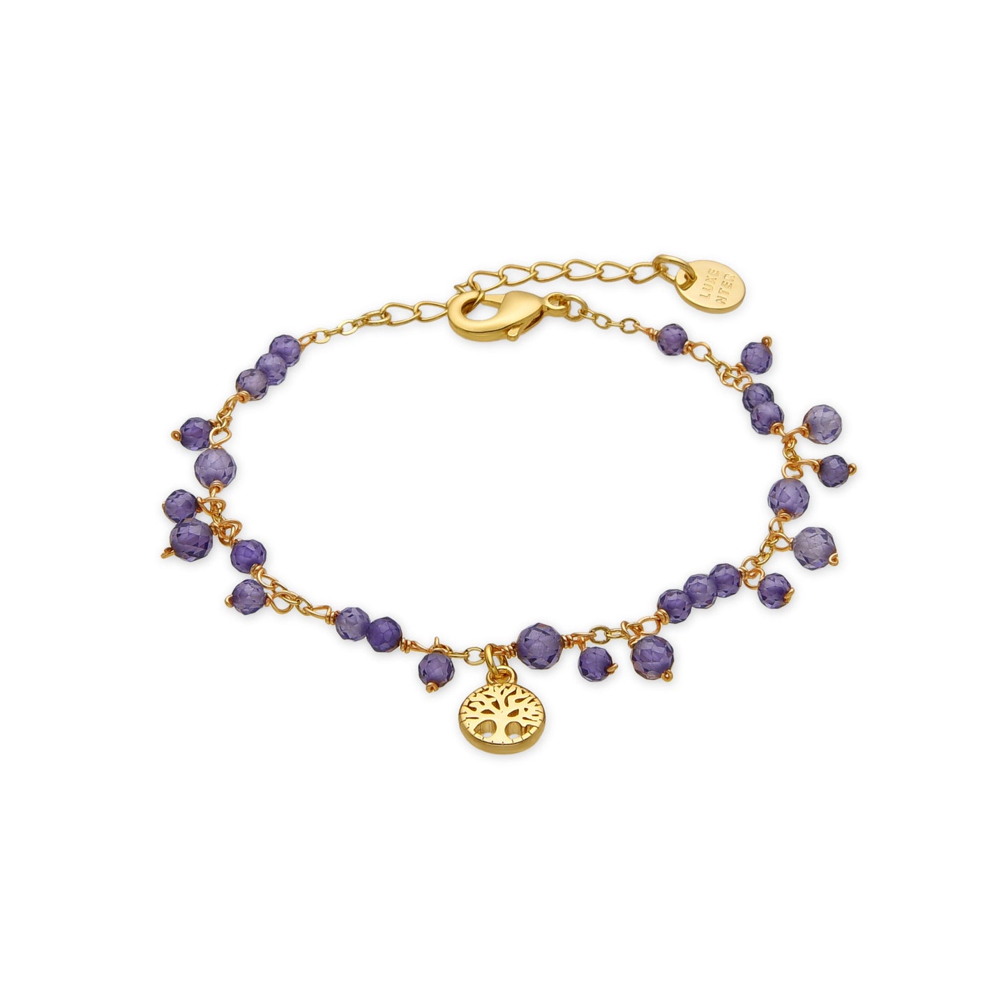 Pulsera con Cristal Morado acabado oro 18k - Totez