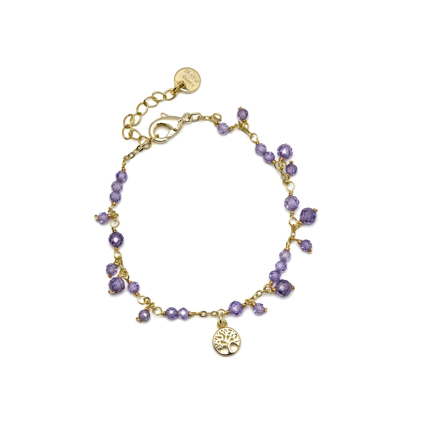 Pulsera con Cristal Morado acabado oro 18k - Totez