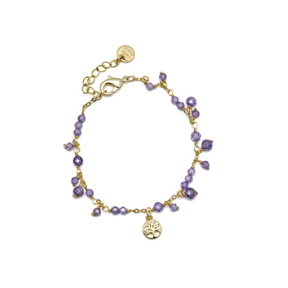 Pulsera con Cristal Morado acabado oro 18k - Totez