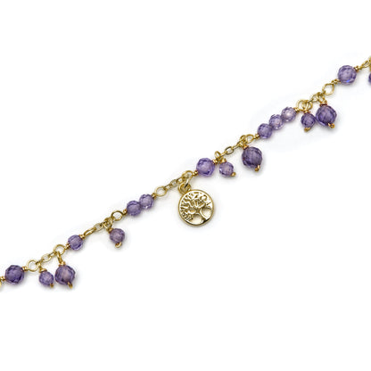 Pulsera con Cristal Morado acabado oro 18k - Totez