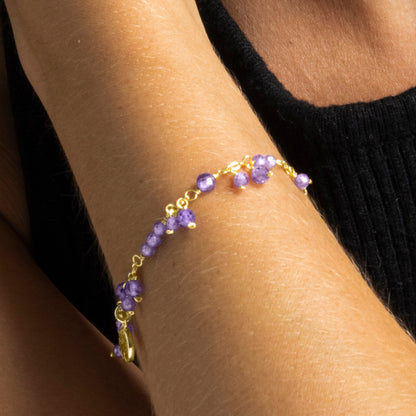 Pulsera con Cristal Morado acabado oro 18k - Totez