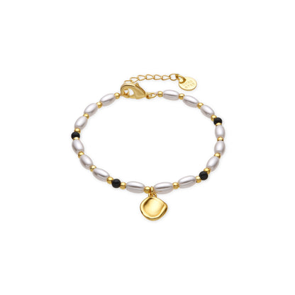 Pulsera con Perla Blanca acabado oro 18k - Zizi