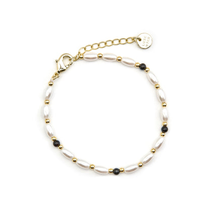 Pulsera con Perla Blanca acabado oro 18k - Zizi