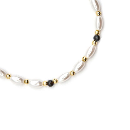 Pulsera con Perla Blanca acabado oro 18k - Zizi