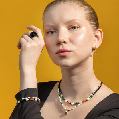 Pulsera con Perla Blanca acabado oro 18k - Zizi