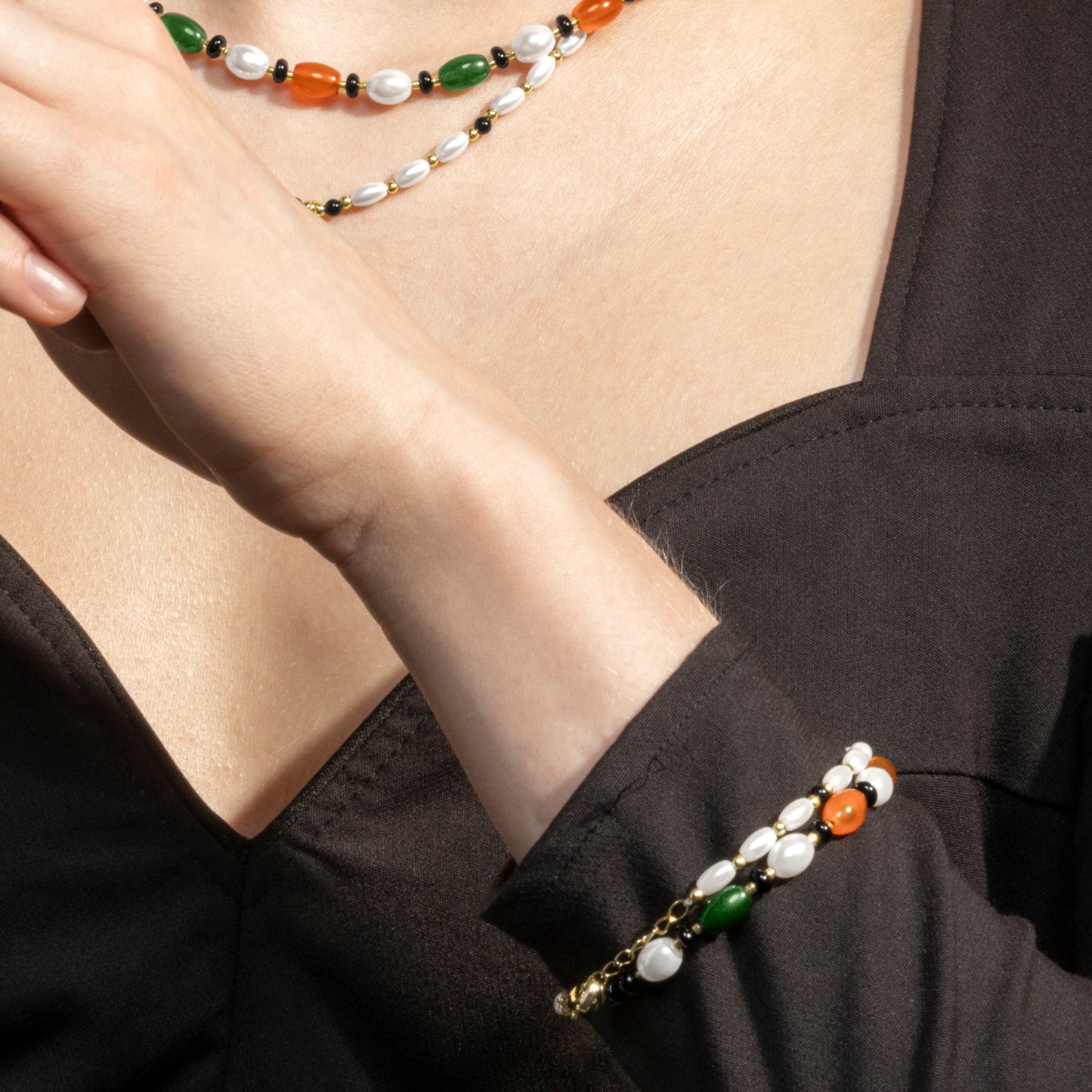 Pulsera con Perla Blanca acabado oro 18k - Zizi