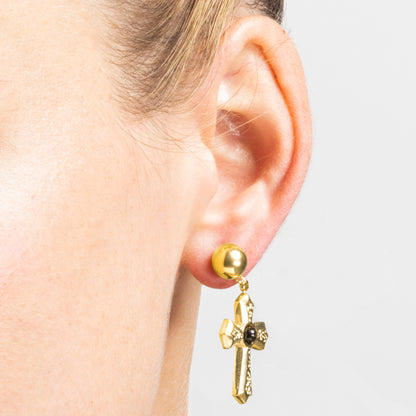 Pendientes con Ojo de Tigre acabado oro 18k - Anleh