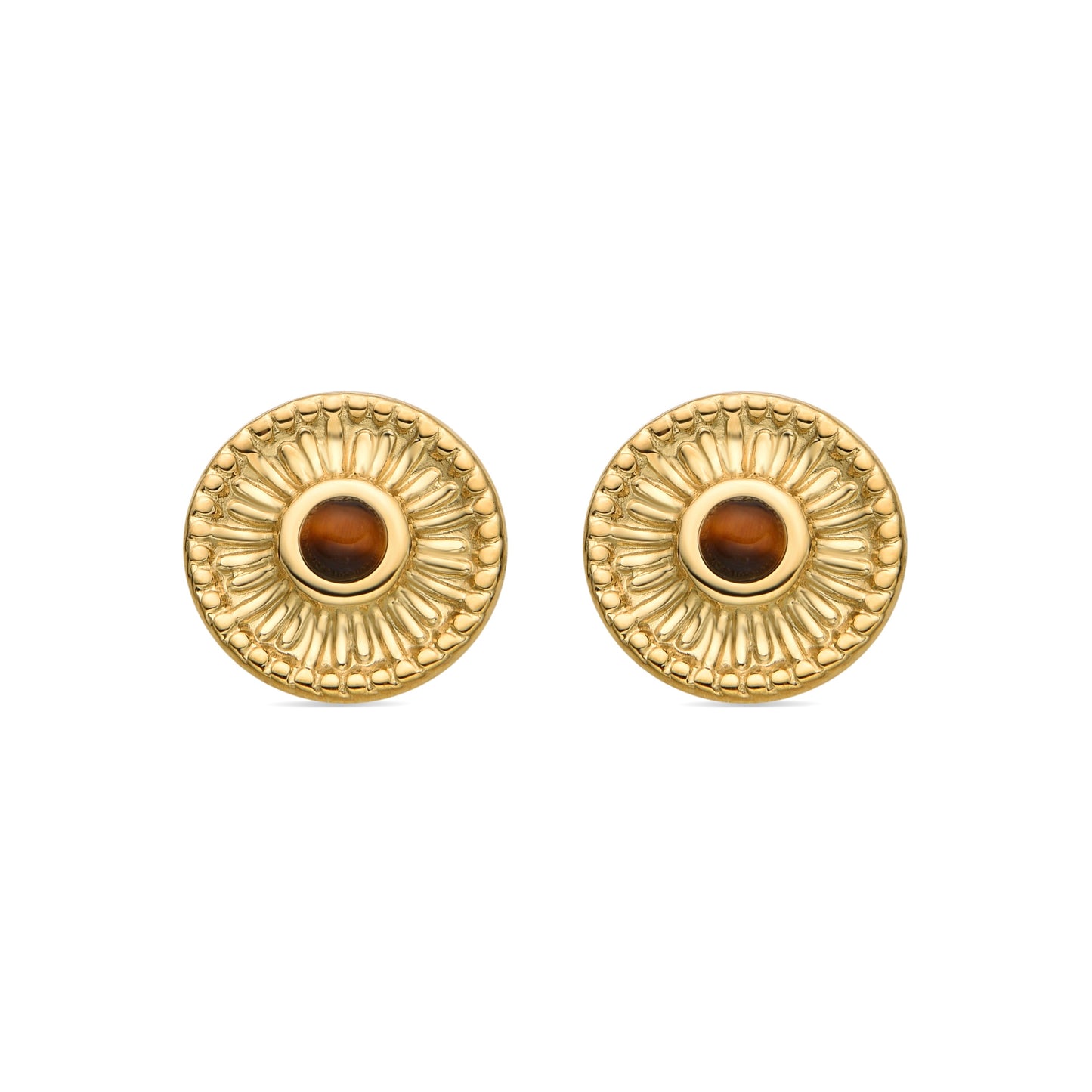 Pendientes con Ojo de Tigre acabado oro 18k - Lanyeb