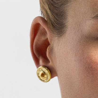 Pendientes con Ojo de Tigre acabado oro 18k - Lanyeb