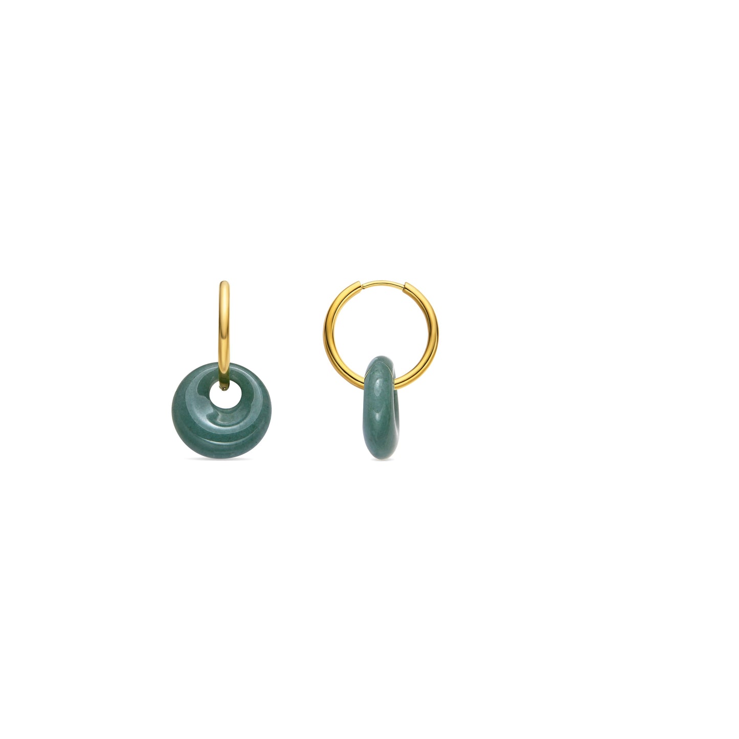 Pendientes con Jade Verde acabado oro 18k - Zaira