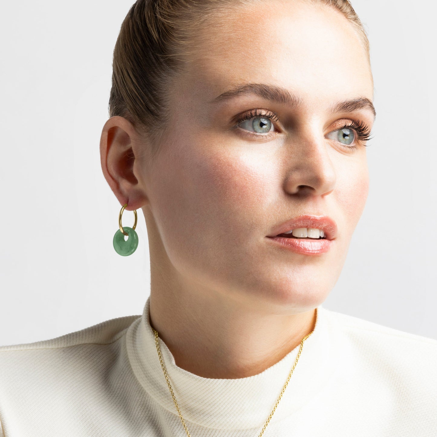 Pendientes con Jade Verde acabado oro 18k - Zaira