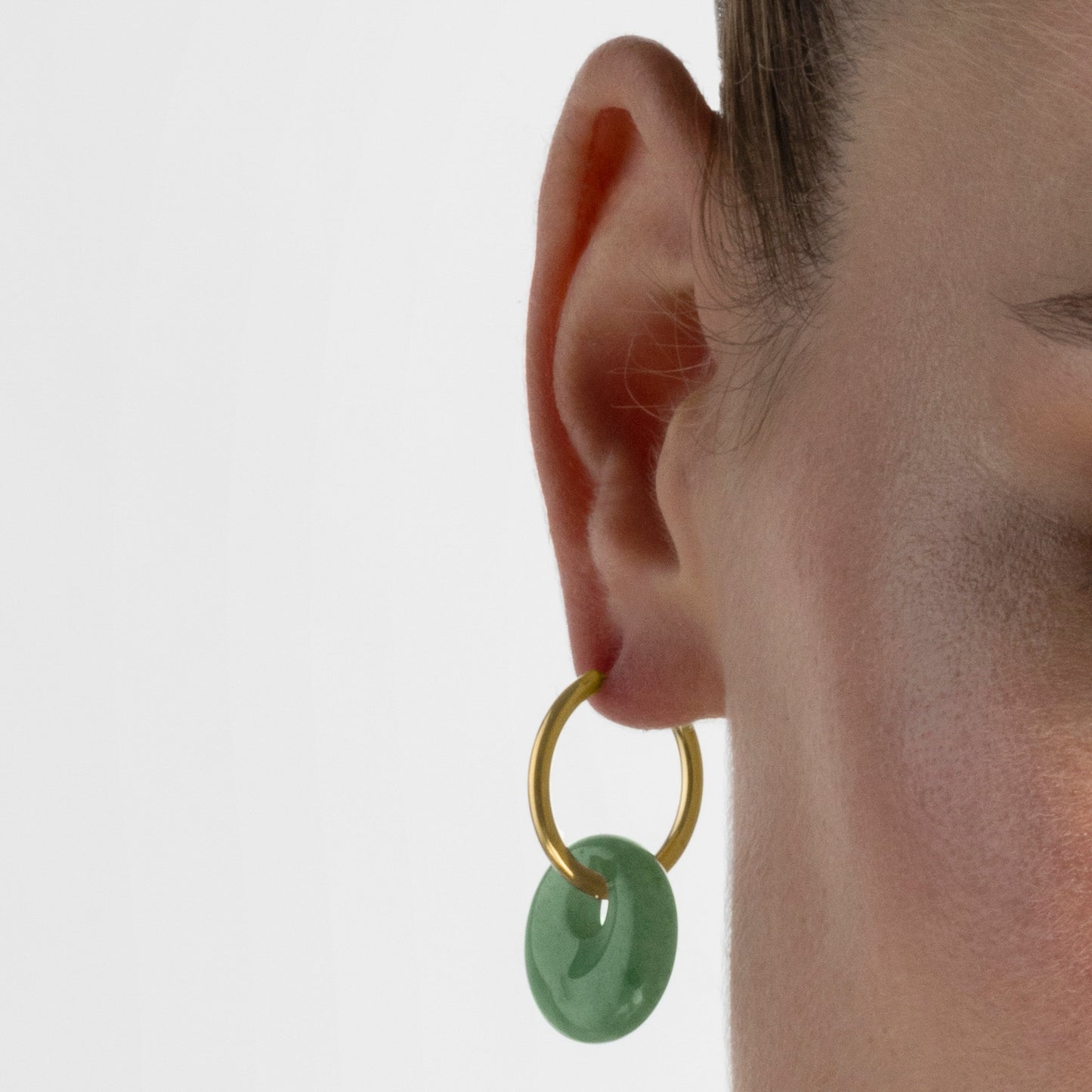 Pendientes con Jade Verde acabado oro 18k - Zaira