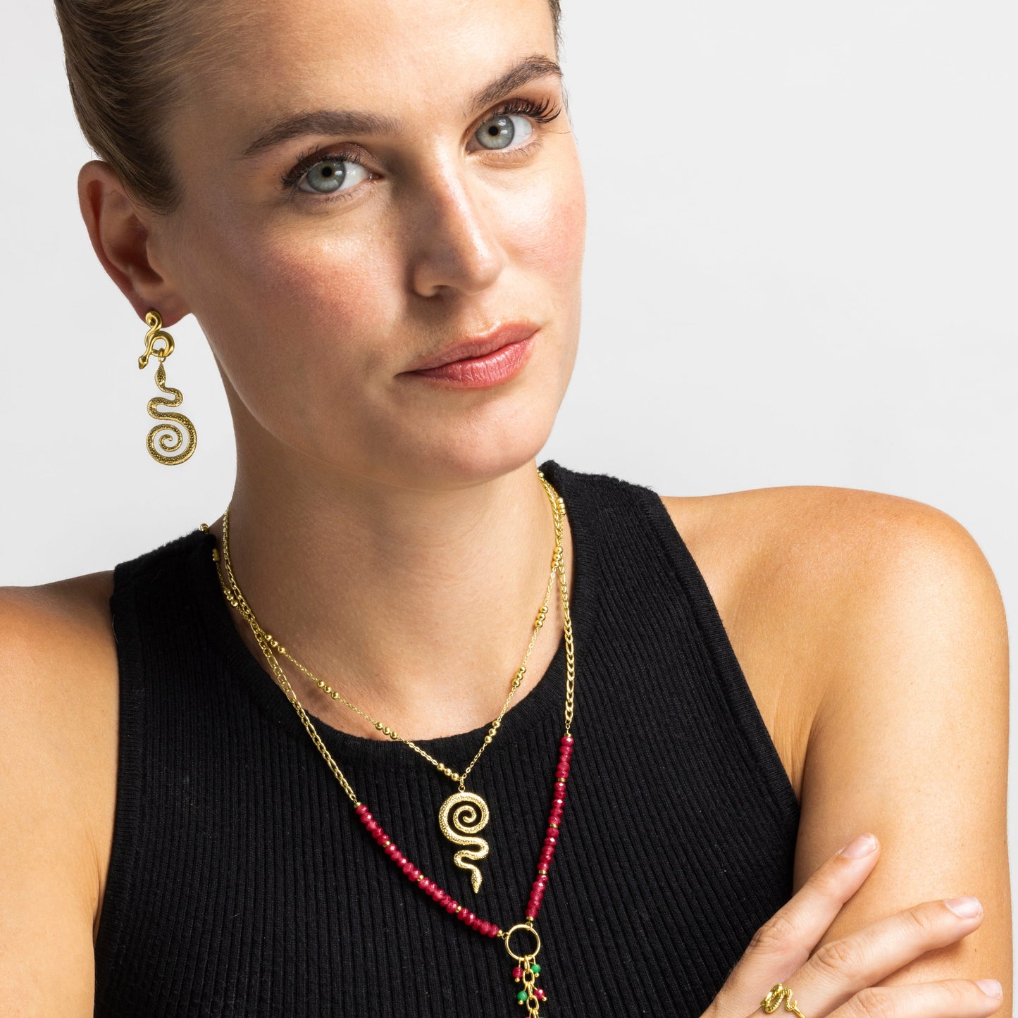 Pendientes acabado oro 18k - Khayla